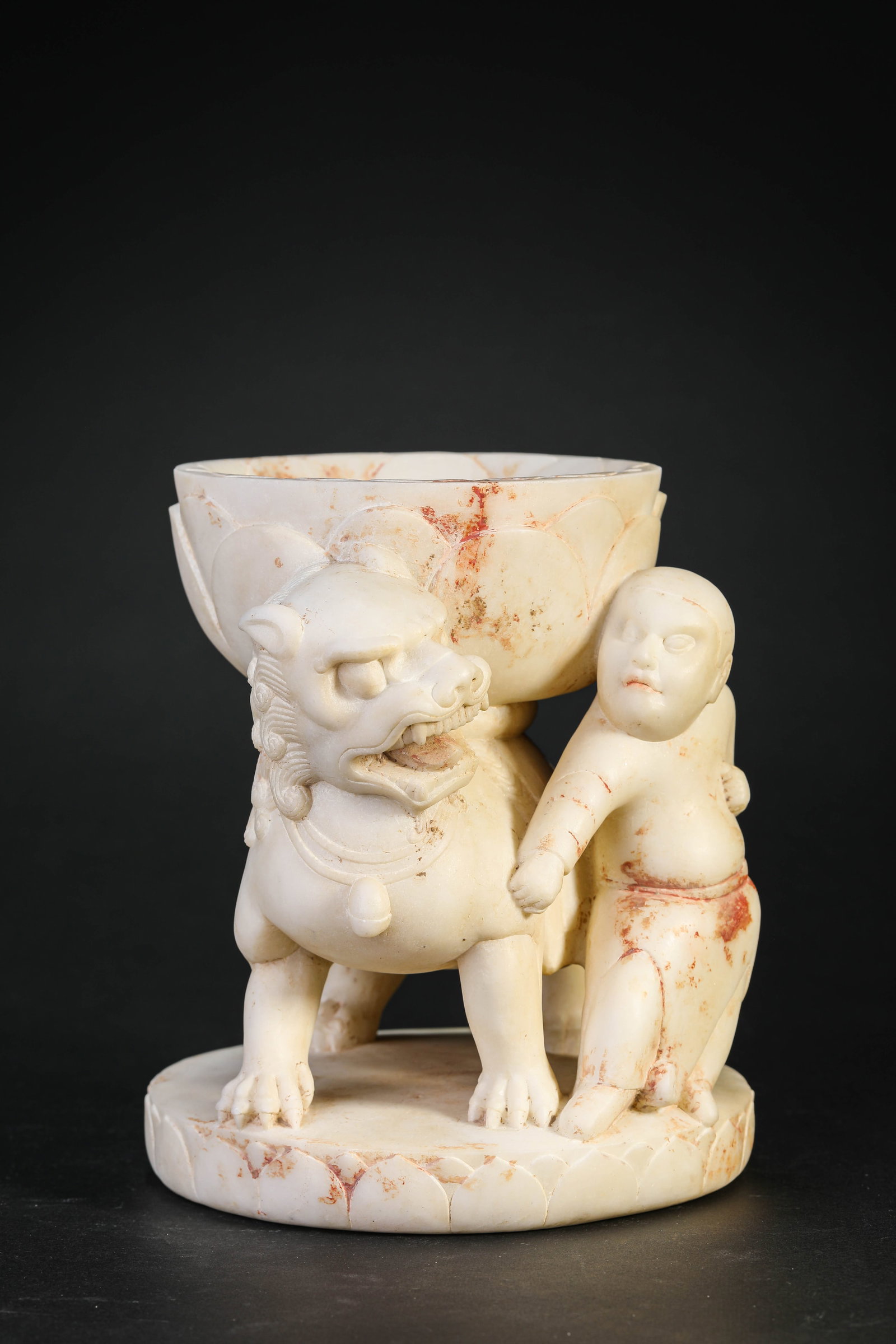 A WHITE MARBLE LAMP STAND - 2