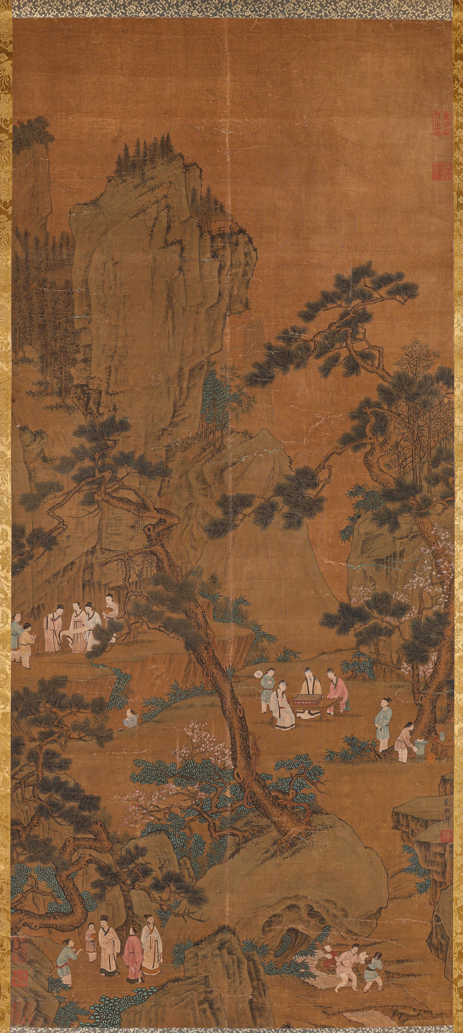 LIU SONGNIAN (ACT. 1190-1230), ATTRIBUTED TO, FIGURE NARRATIVE: LIU SONGNIAN (ACT. 1190-1230), ATTRIBUTED TO, FIGURE NARRATIVE Dimensions: Width: 56.0 cm (22.05 in) x Height: 128.0 cm (50.39 in). All measurements are approximate.