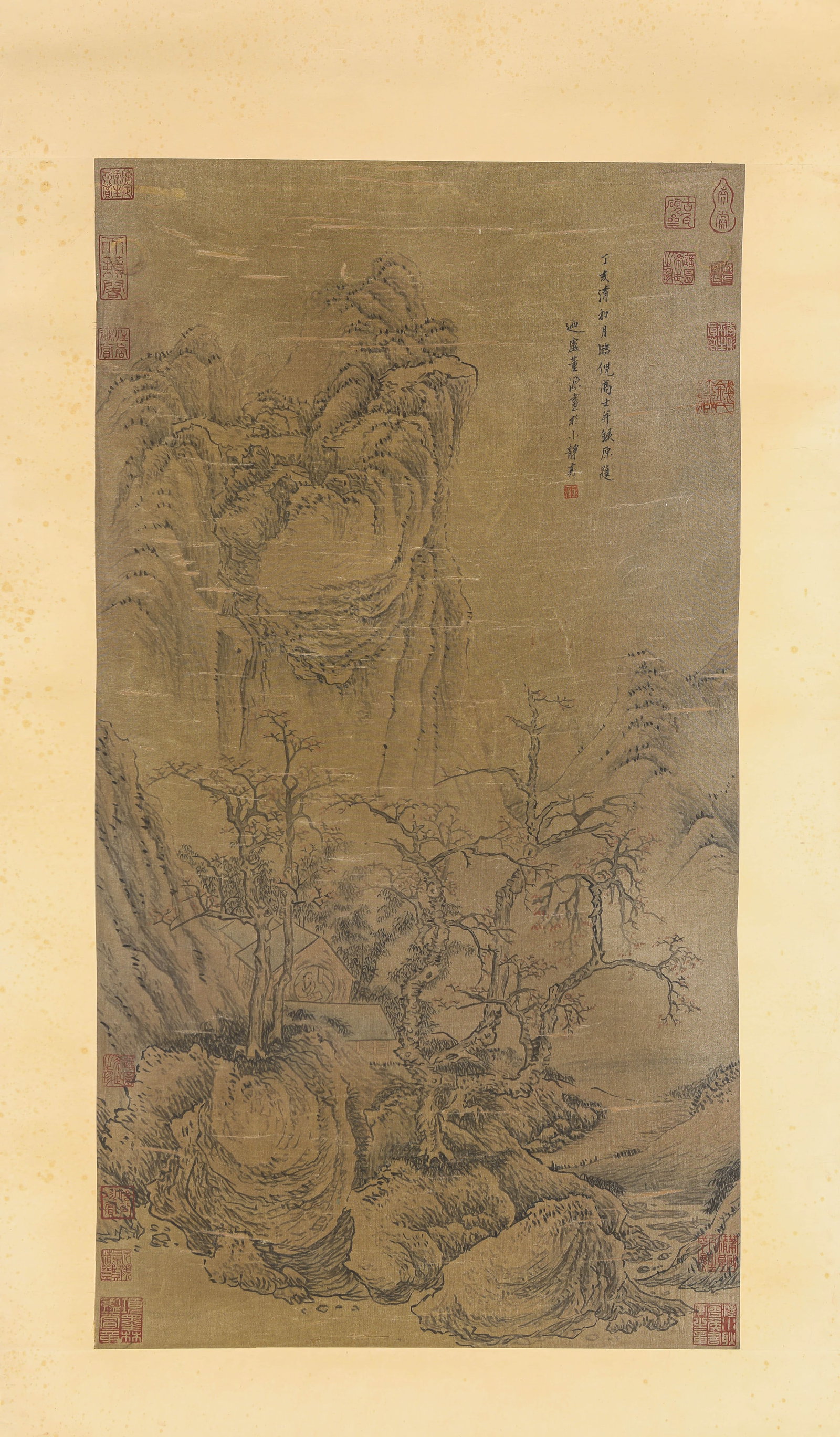 DONG YUAN (ACT. 10TH CENTURY), ATTRIBUTED TO, LANDSCAPE: DONG YUAN (ACT. 10TH CENTURY), ATTRIBUTED TO, LANDSCAPE Dimensions: Width: 45.0 cm (17.72 in) x Height: 82.5 cm (32.48 in). All measurements are approximate.