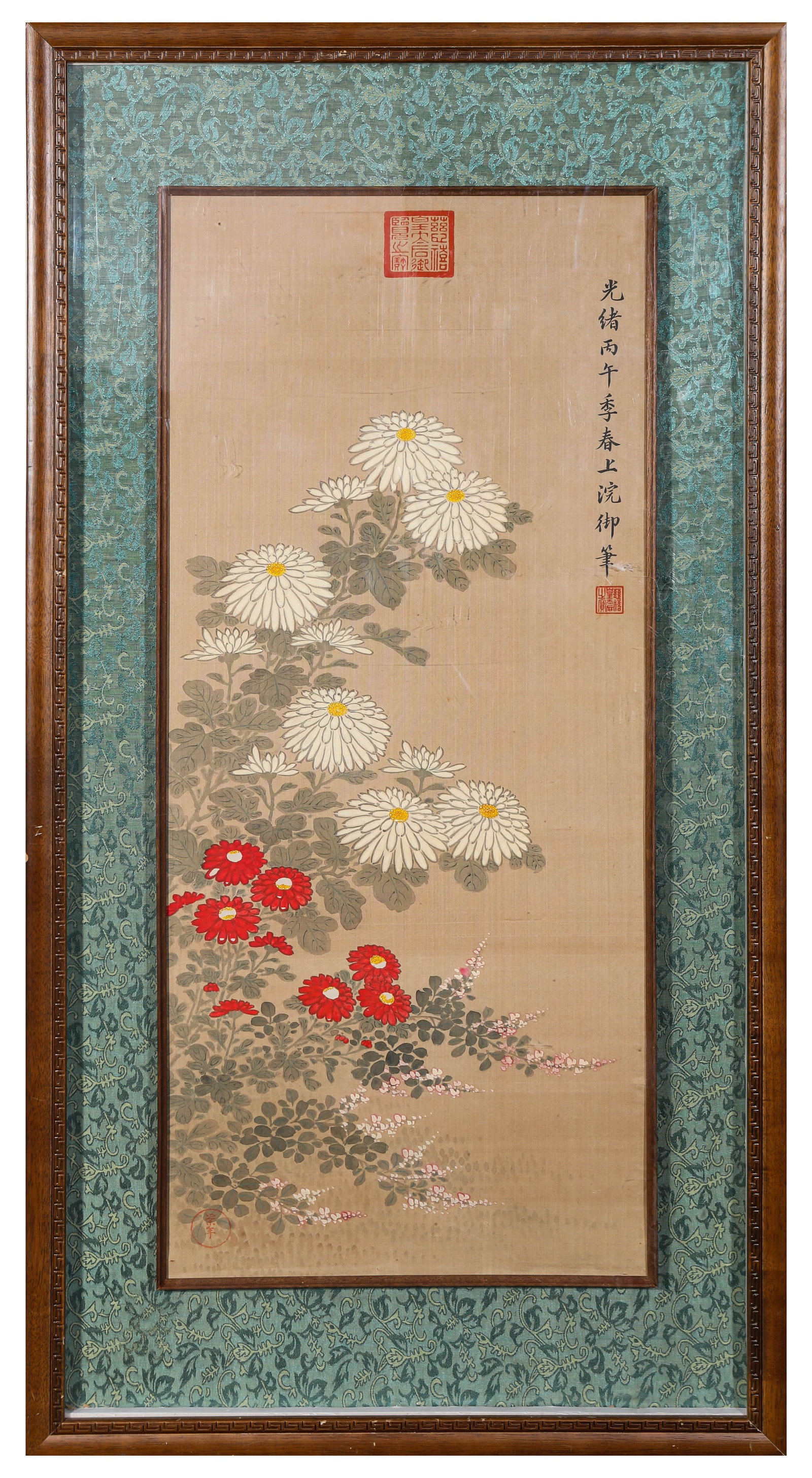 EMPRESS DOWAGER CIXI (1835-1908), ATTRIBUTED TO, FLOWERS: EMPRESS DOWAGER CIXI (1835-1908), ATTRIBUTED TO, FLOWERS Dimensions: Width: 54.0 cm (21.26 in) x Height: 104.5 cm (41.14 in). All measurements are approximate.