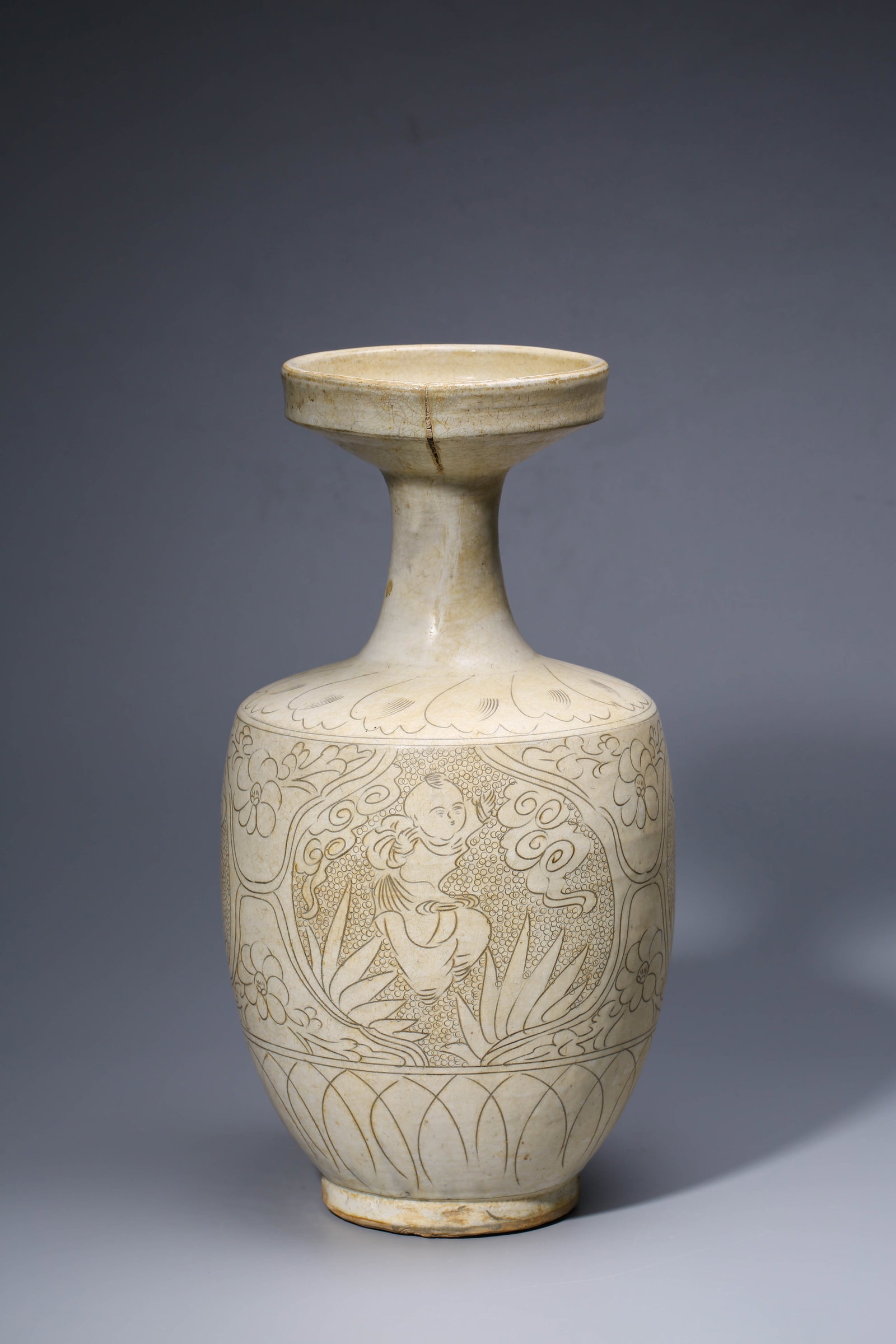 A CIZHOU-TYPE 'CARVED CHILDREN AT PLAY' VASE (1 of 9)