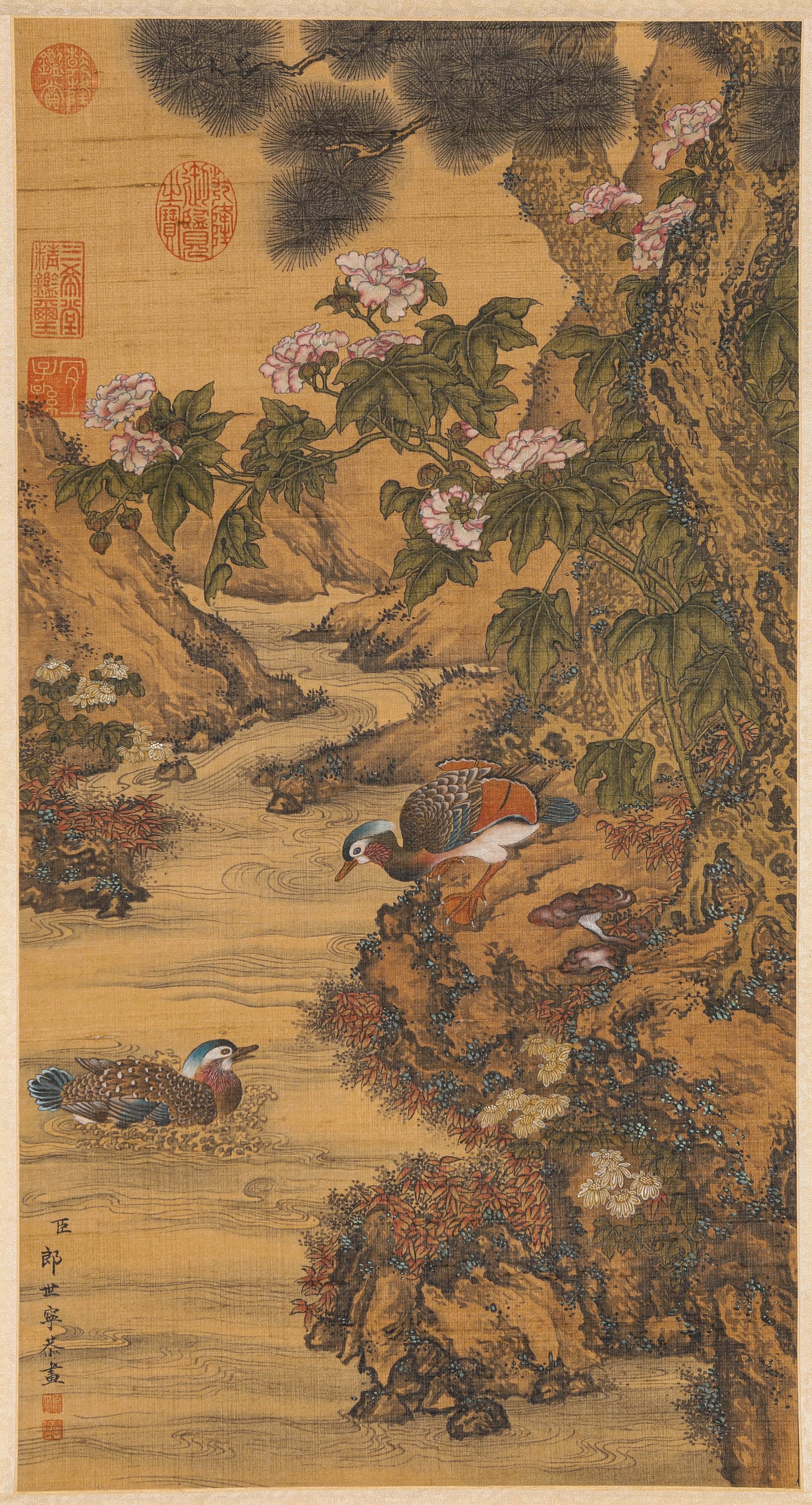 GIUSEPPE CASTIGLIONE (1688-1766), ATTRIBUTED TO, FLOWER-AND-BIRD: GIUSEPPE CASTIGLIONE (1688-1766), ATTRIBUTED TO, FLOWER-AND-BIRD Dimensions: Width: 32.0 cm (12.60 in) x Height: 60.0 cm (23.62 in). All measurements are approximate.