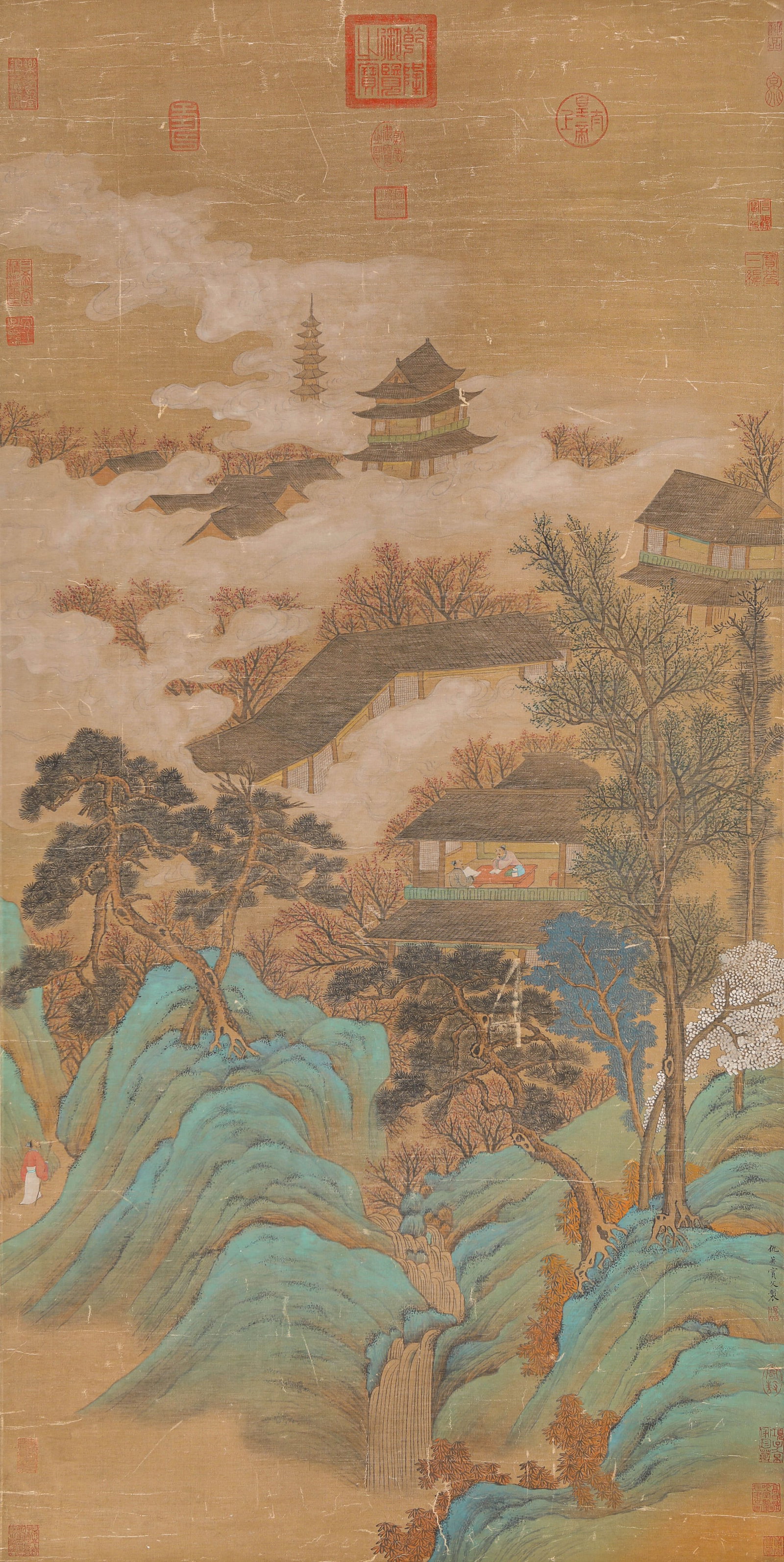 QIU YING (1494-1552), ATTRIBUTED TO, CELESTIAL MOUNTAINS AND PAVILIONS (1 of 8)