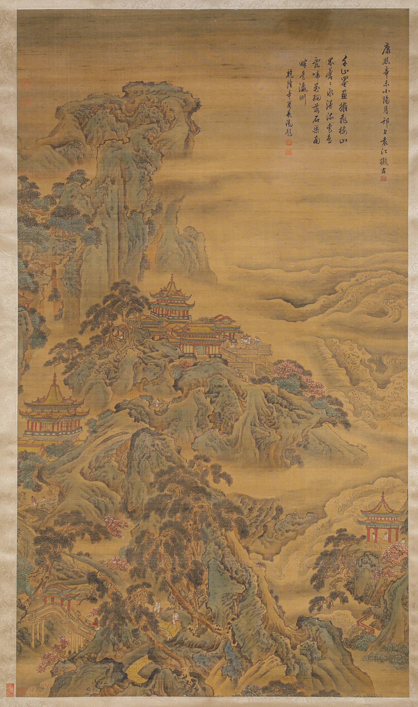 YUAN JIANG (ACT. 18TH CENTURY), ATTRIBUTED TO, PENGLAI PARADISE: YUAN JIANG (ACT. 18TH CENTURY), ATTRIBUTED TO, PENGLAI PARADISE Dimensions: Width: 99.0 cm (38.98 in) x Height: 172.0 cm (67.72 in). All measurements are approximate.