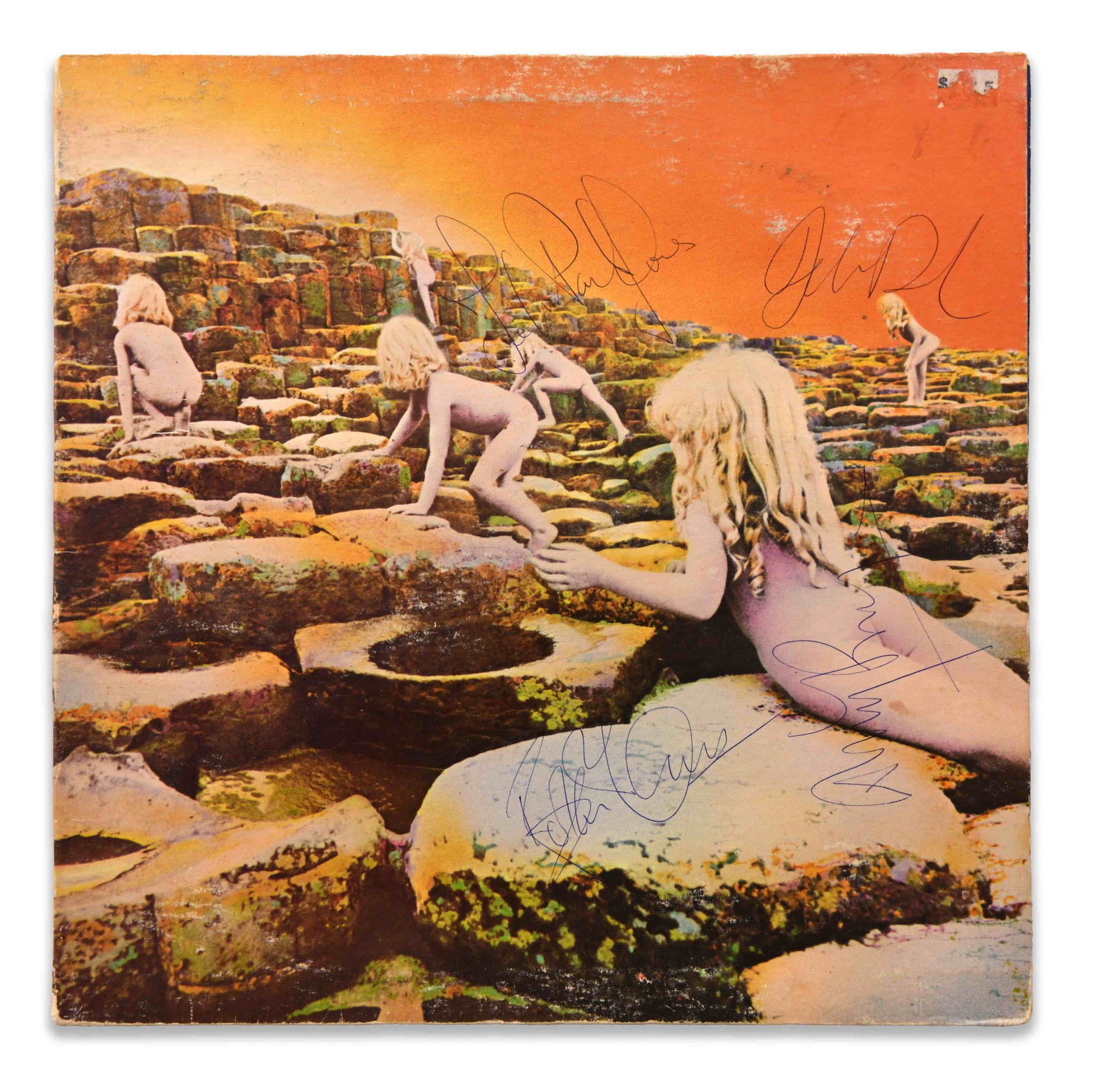 LED ZEPPELIN FULLY SIGNED HOUSES OF THE HOLY LP: LED ZEPPELIN FULLY SIGNED HOUSES OF THE HOLY LP Provenance and Authenticity: The provenance file for Led Zeppelin fully signed Houses of the Holy LP is based on the supplied photographs of the record 
