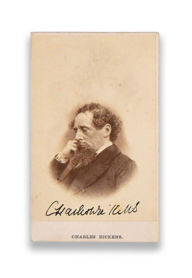 CHARLES DICKENS - SIGNED CARTE DE VISITE (CDV) PORTRAIT PHOTOGRAPH (C. 1860S-1870) (1 of 2)
