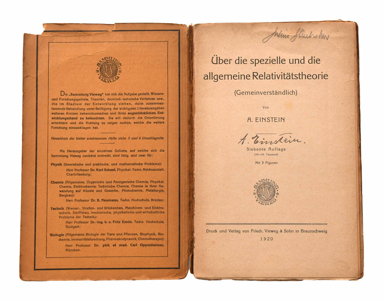 ALBERT EINSTEIN SIGNED RELATIVITY GERMAN EDITION - 2