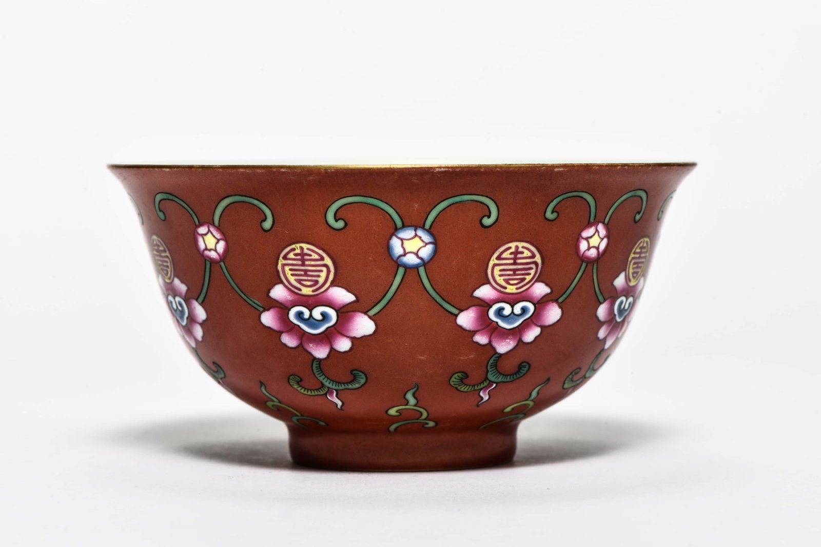 A RUBY-RED GROUND 'BEAST AND SHOU' BOWL - 2