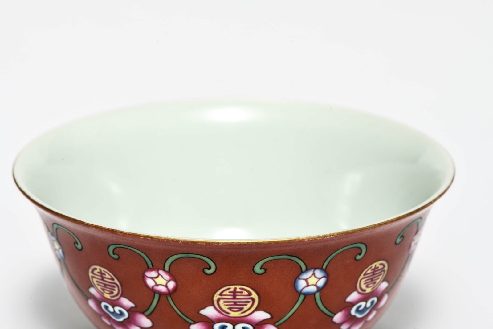 A RUBY-RED GROUND 'BEAST AND SHOU' BOWL - 3