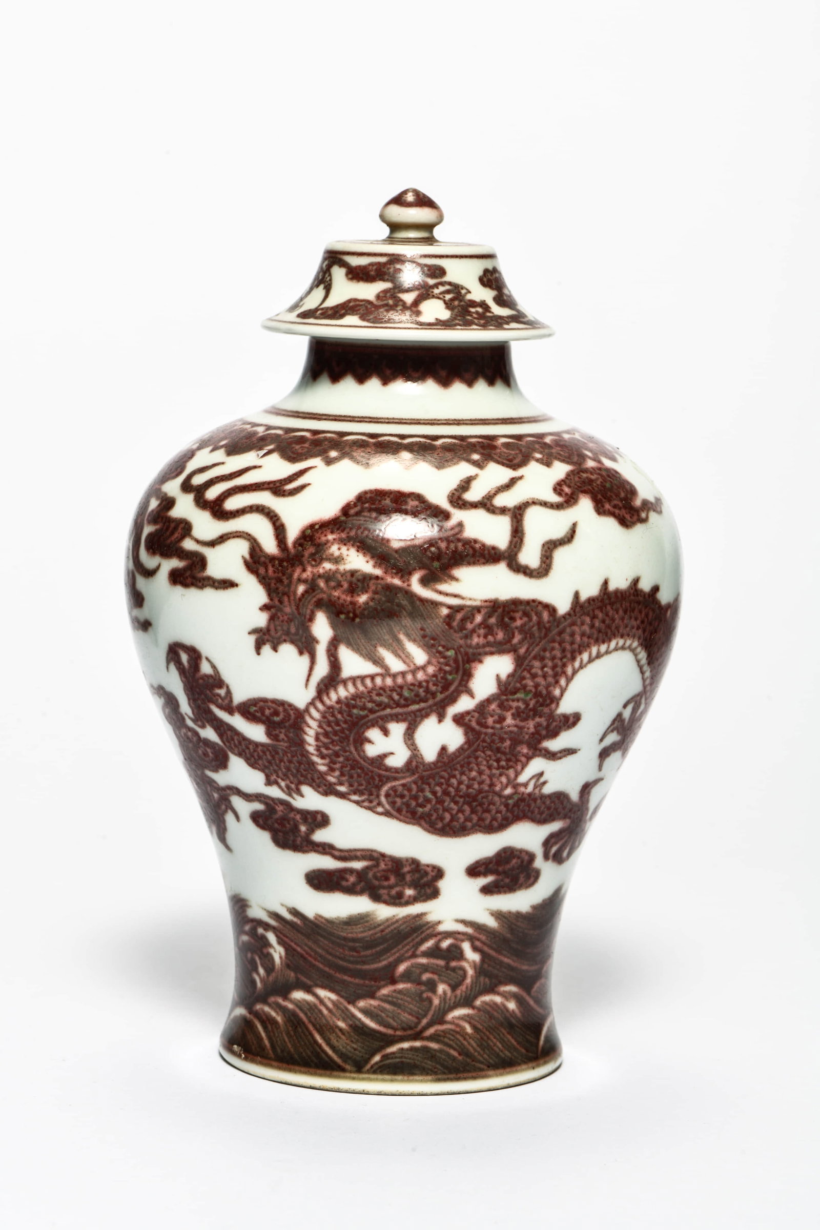 AN IRON-RED 'PINE TREE' COVERED JAR - 2