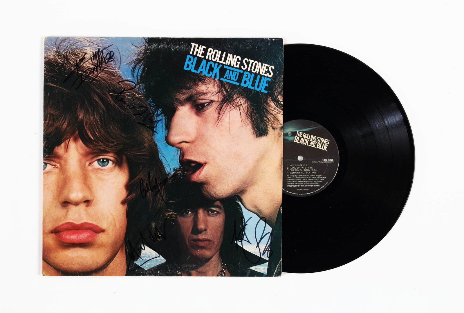 THE ROLLING STONES SIGNED VINYL RECORD OF "BLACK AND BLUE" (1 of 7)