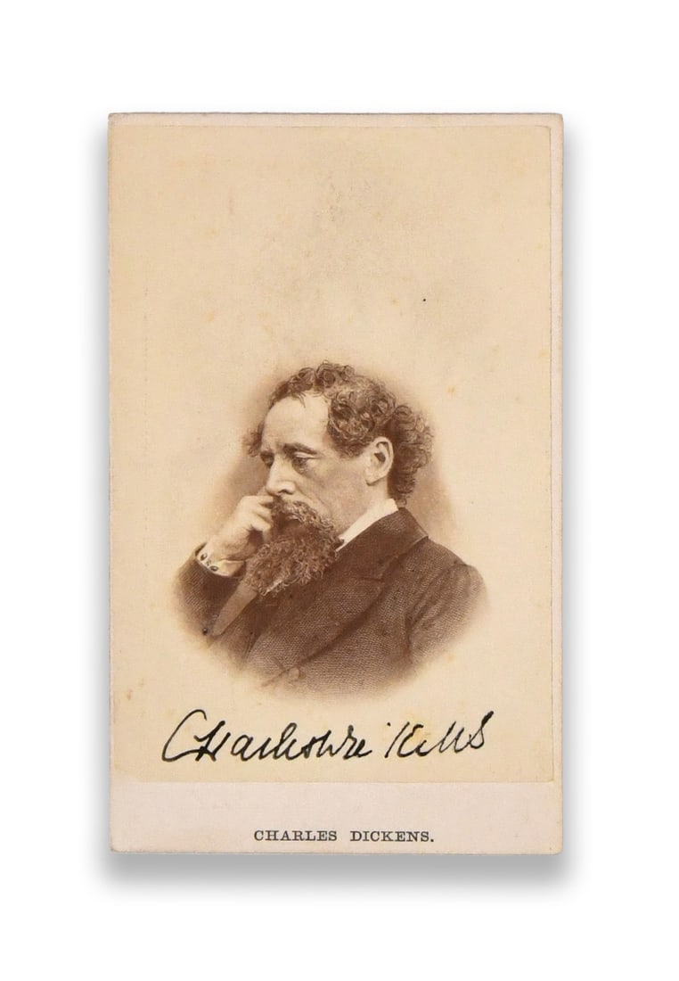 CHARLES DICKENS - SIGNED CARTE DE VISITE (CDV) PORTRAIT PHOTOGRAPH (C. 1860S-1870) (1 of 2)