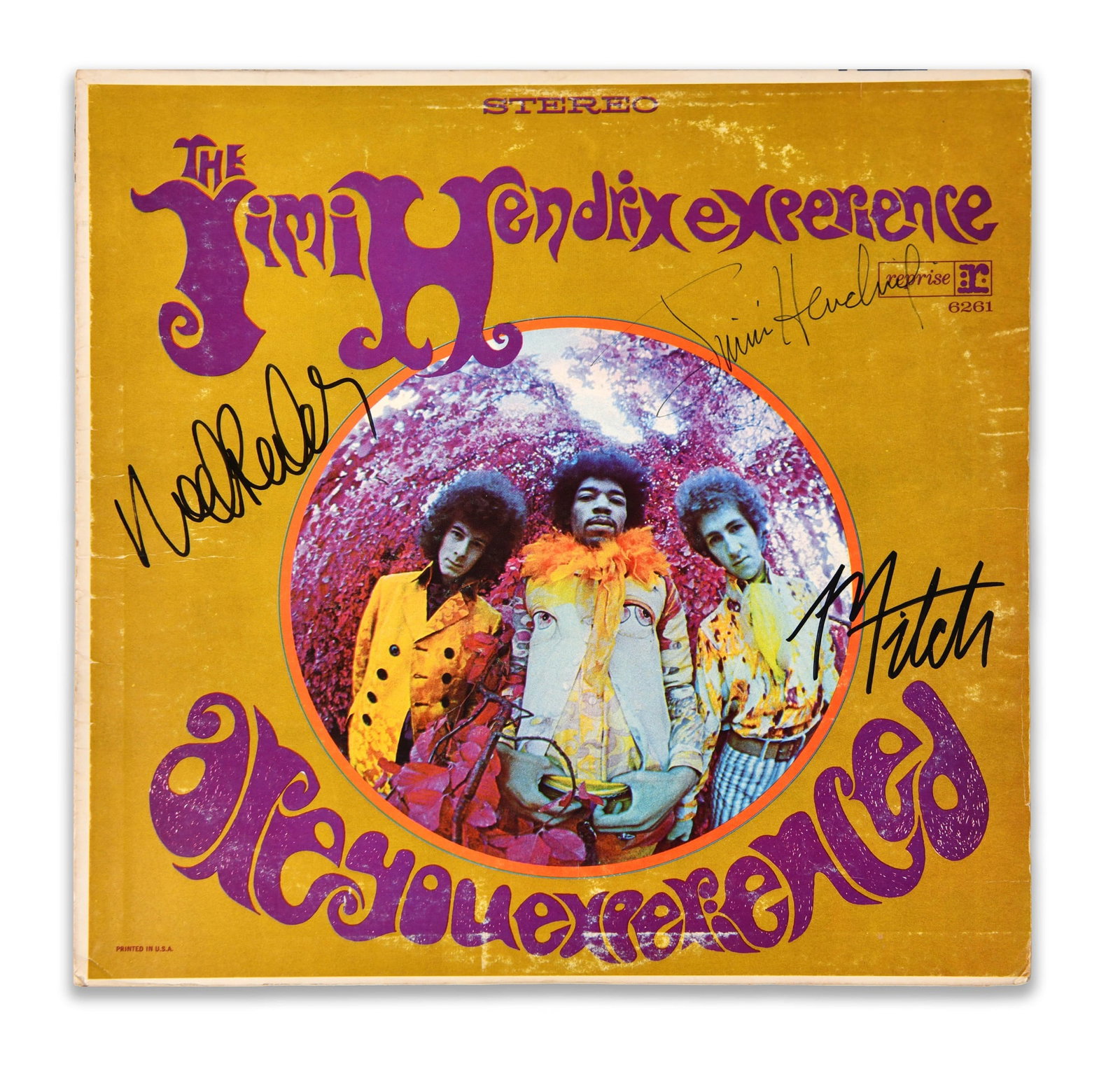 THE JIMI HENDRIX EXPERIENCE - ARE YOU EXPERIENCED LP ALBUM WITH FULL BAND SIGNATURES: THE JIMI HENDRIX EXPERIENCE - ARE YOU EXPERIENCED LP ALBUM WITH FULL BAND SIGNATURES Provenance and Authenticity: This LP album features the iconic artwork associated with Are You Experienced, the lan