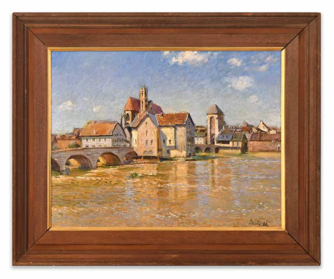 ALFRED SISLEY (1839-1899), ATTRIBUTED TO, OIL ON CANVAS: ALFRED SISLEY (1839-1899), ATTRIBUTED TO, OIL ON CANVAS Dimensions: Image size: 50 x 65.3 cm. All measured values are approximate. Outer frame size: 68.6 x 83.8 cm. All measured values are approximate