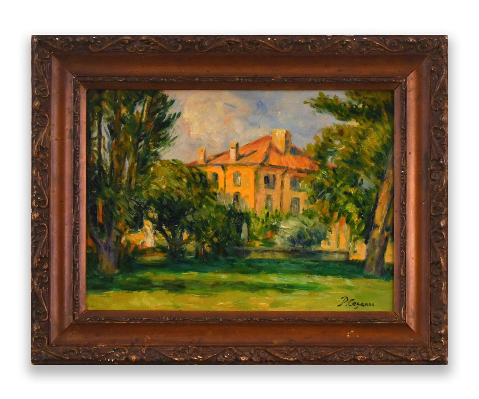 PAUL CéZANNE (1839-1906), ATTRIBUTED TO, OIL ON CANVAS: PAUL CéZANNE (1839-1906), ATTRIBUTED TO, OIL ON CANVAS Dimensions: Image size: 24.3 x 33.3 cm. All measured values are approximate. Outer frame size: 34.5 x 43.7 cm. All measured values are approxima