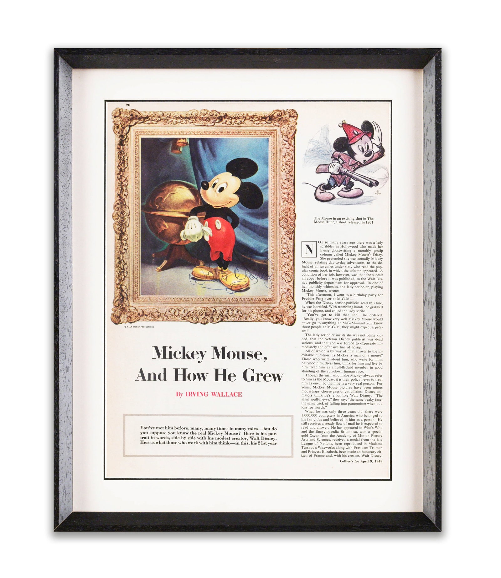 COLLIER'S MAGAZINE FEATURE PAGE "MICKEY MOUSE, AND HOW HE GREW" (APRIL 9, 1949) (1 of 3)