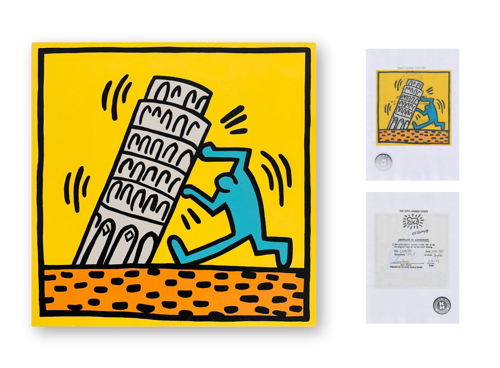 KEITH HARING (1958-1990), ATTRIBUTED TO, ACRYLIC ON CANVAS (1 of 4)