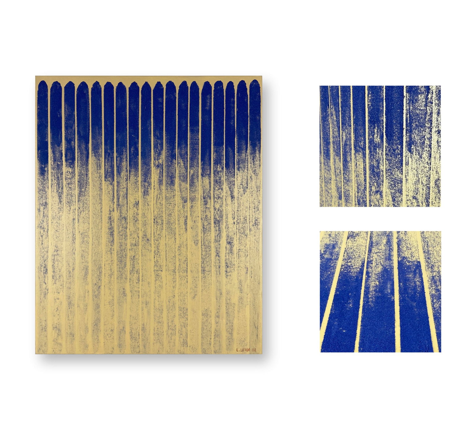 LEE UFAN (B. 1936), ATTRIBUTED TO, OIL AND MINERAL PIGMENT ON CANVAS: LEE UFAN (B. 1936), ATTRIBUTED TO, OIL AND MINERAL PIGMENT ON CANVAS Signed (reverse) Image Size:25 1/2 by 20 7/8 inches (65 by 53 cm) All measurements are approximate. Lee Ufan, a Korean painter, was