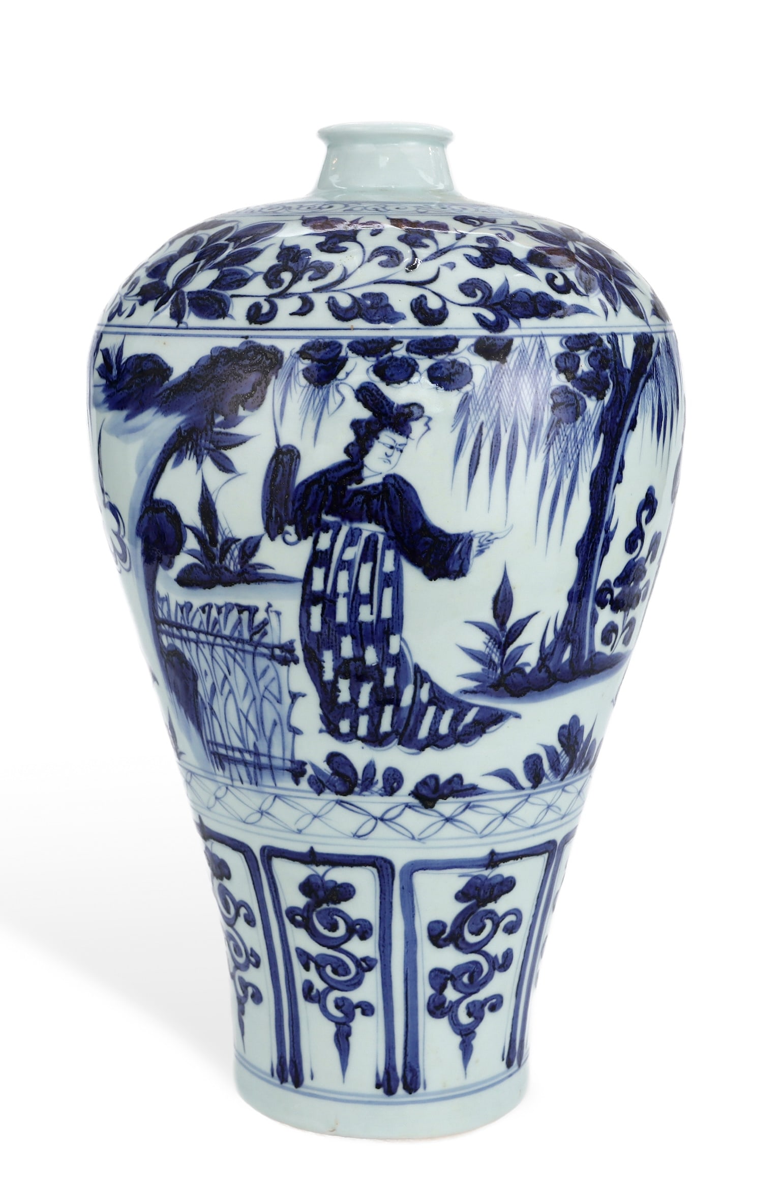 A BLUE AND WHITE 'FIGURES AND STORY' MEIPING (1 of 6)