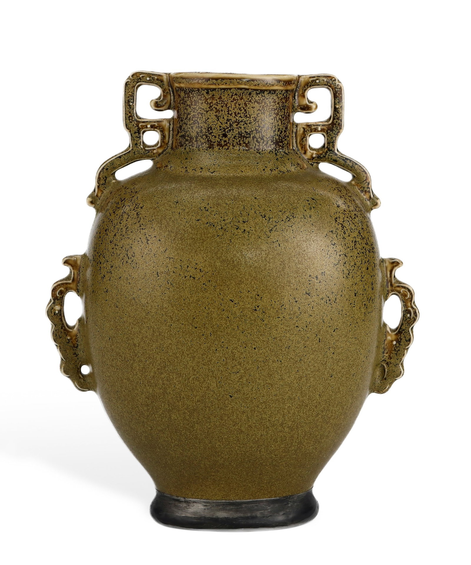 A TEA-DUST GLAZED 'CHI DRAGON' VASE (1 of 6)