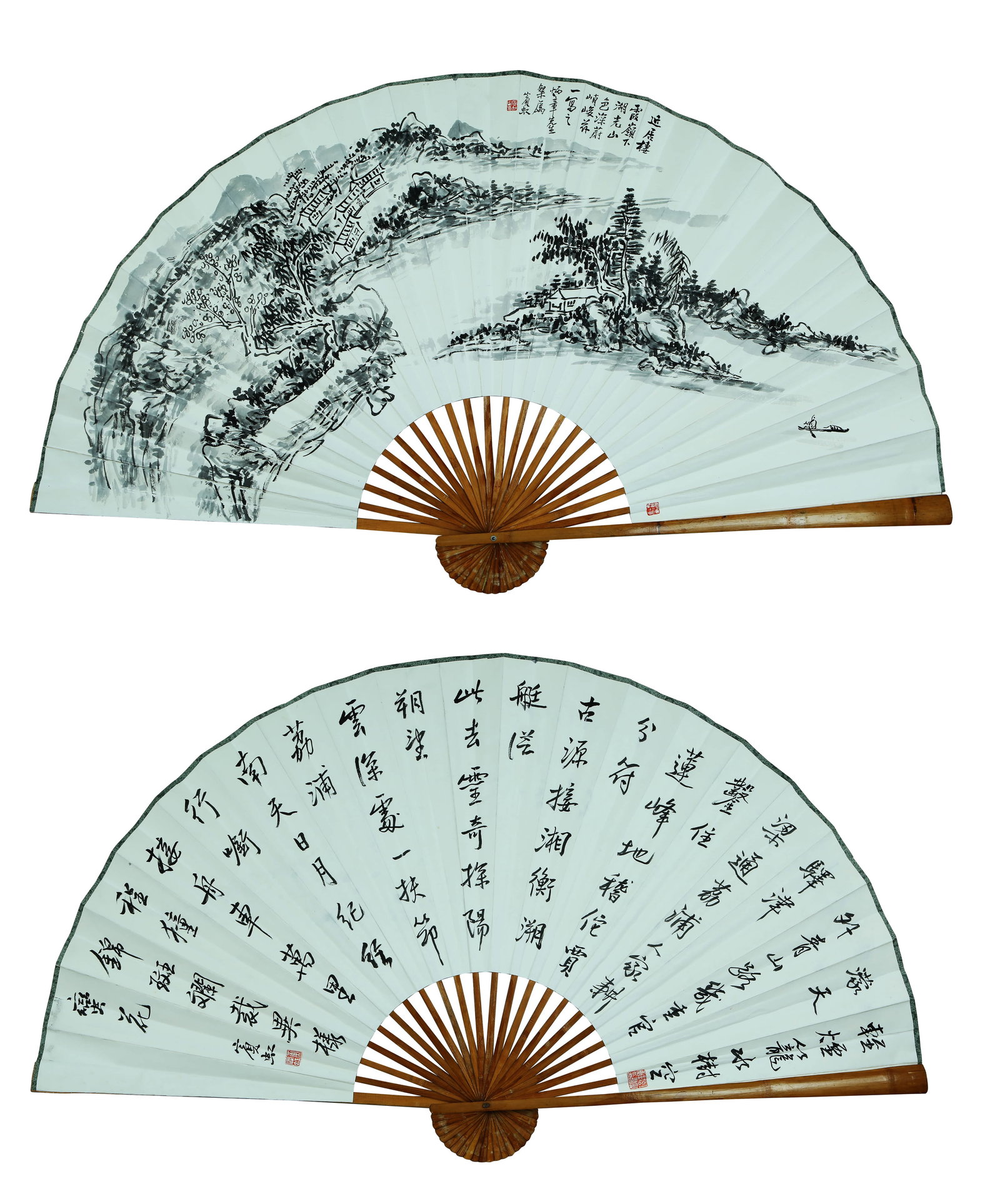 HUANG BINHONG (1865-1955), ATTRIBUTED TO, LAKE AND MOUNTAIN SCENERY: HUANG BINHONG (1865-1955), ATTRIBUTED TO, LAKE AND MOUNTAIN SCENERY Dimensions: Length: 55 cm (21.65 in.), Width: 157 cm (61.81 in.). All measurements are approximate.