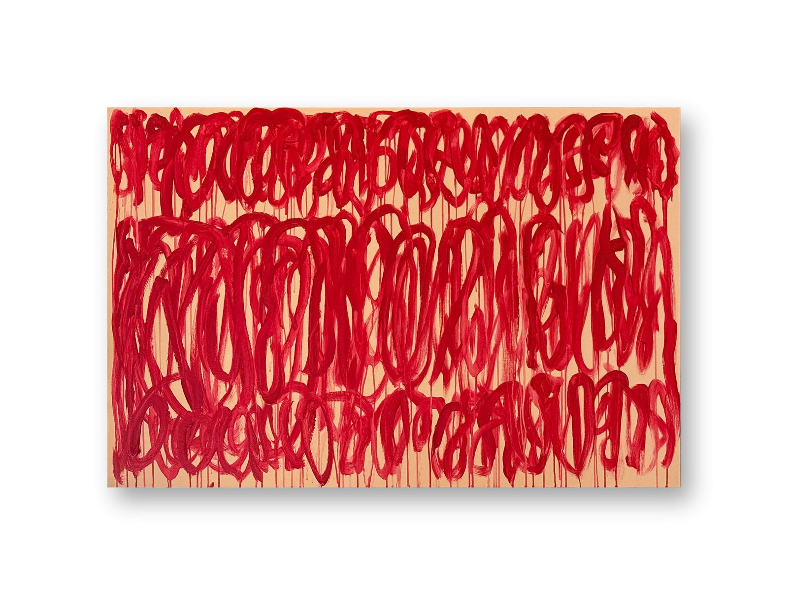 CY TWOMBLY (1928-2011), ATTRIBUTED TO, ACRYLIC ON CANVAS: CY TWOMBLY (1928-2011), ATTRIBUTED TO, ACRYLIC ON CANVAS Signed (reverse) Image Size: 34 by 51 1/8 inches (86.5 by 130.5 cm) All measurements are approximate. Image Size: 34 by 51 1/8 inches (86.5 by