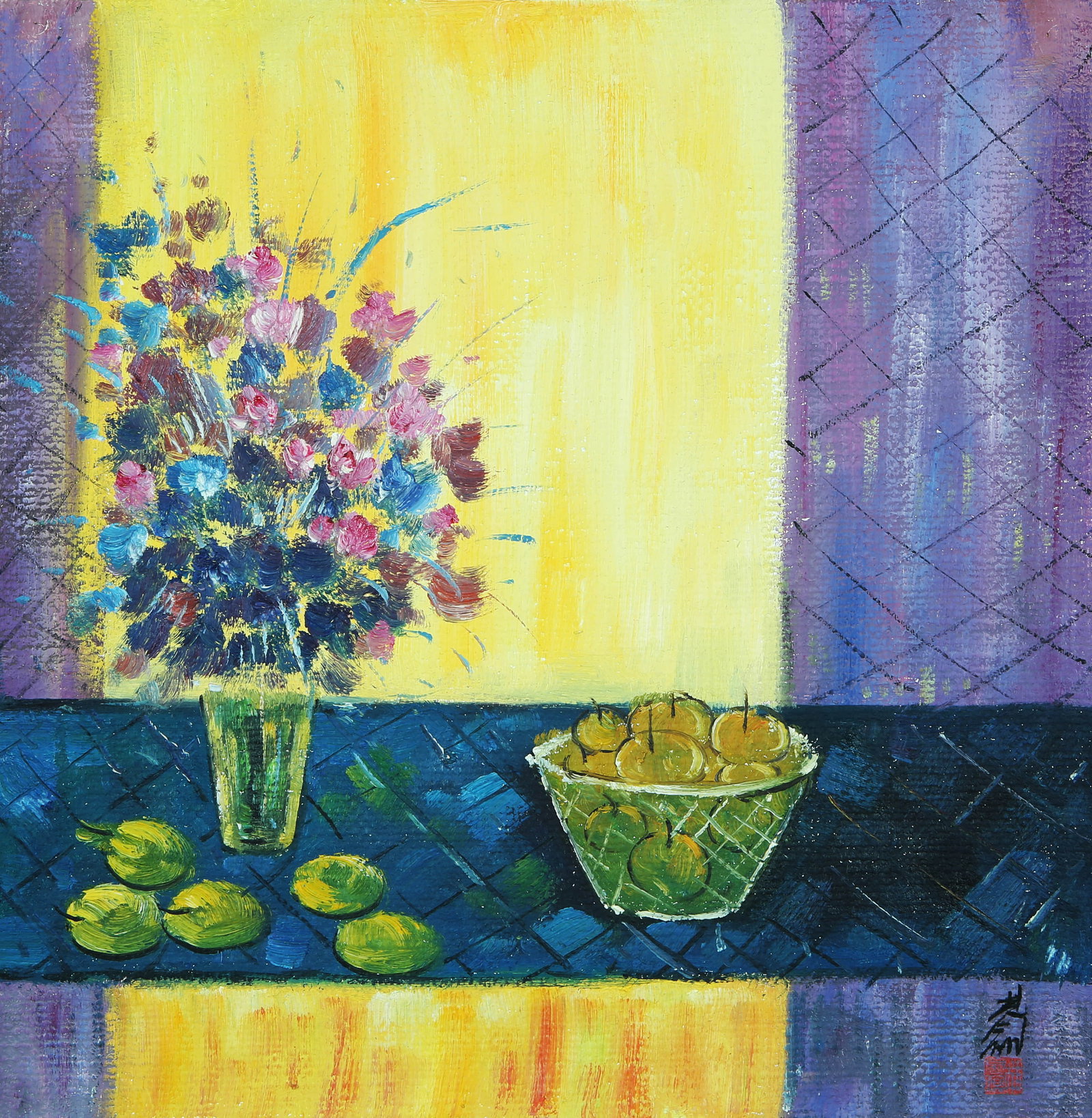 LIN FENGMIAN (1900-1991), ATTRIBUTED TO, FLOWERS IN A VASE: LIN FENGMIAN (1900-1991), ATTRIBUTED TO, FLOWERS IN A VASE Dimensions: Length: 43 cm (16.93 in.), Width: 42 cm (16.54 in.). All measurements are approximate.