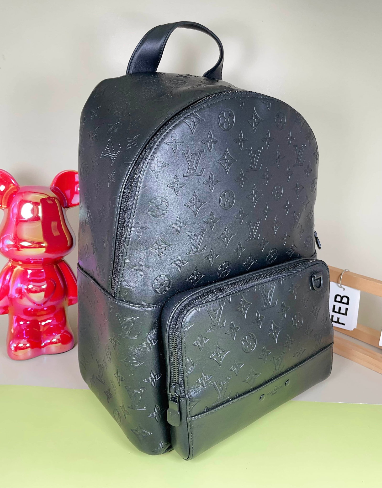 LOUIS VUITTON BLACK EMBOSSED MONOGRAM BACKPACK - 2