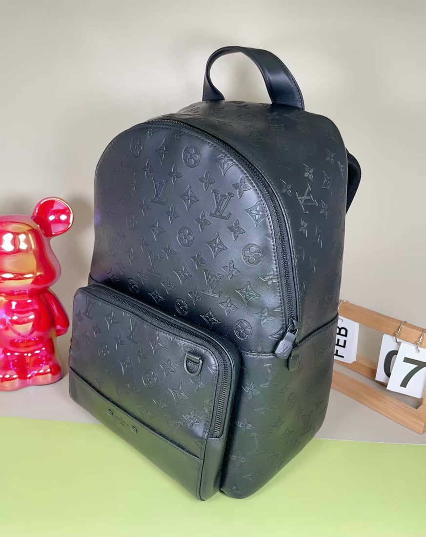LOUIS VUITTON BLACK EMBOSSED MONOGRAM BACKPACK - 6