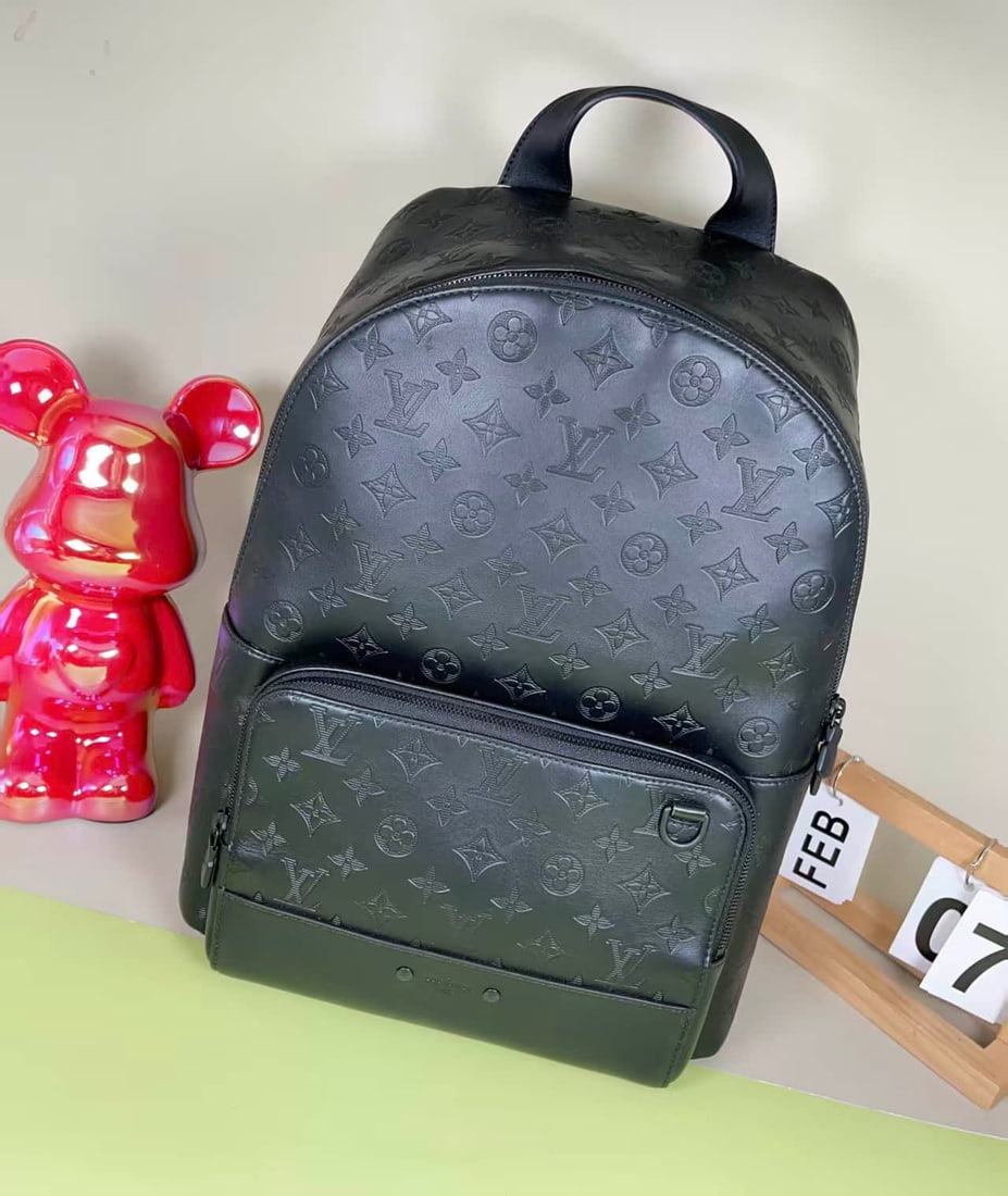 LOUIS VUITTON BLACK EMBOSSED MONOGRAM BACKPACK - 9
