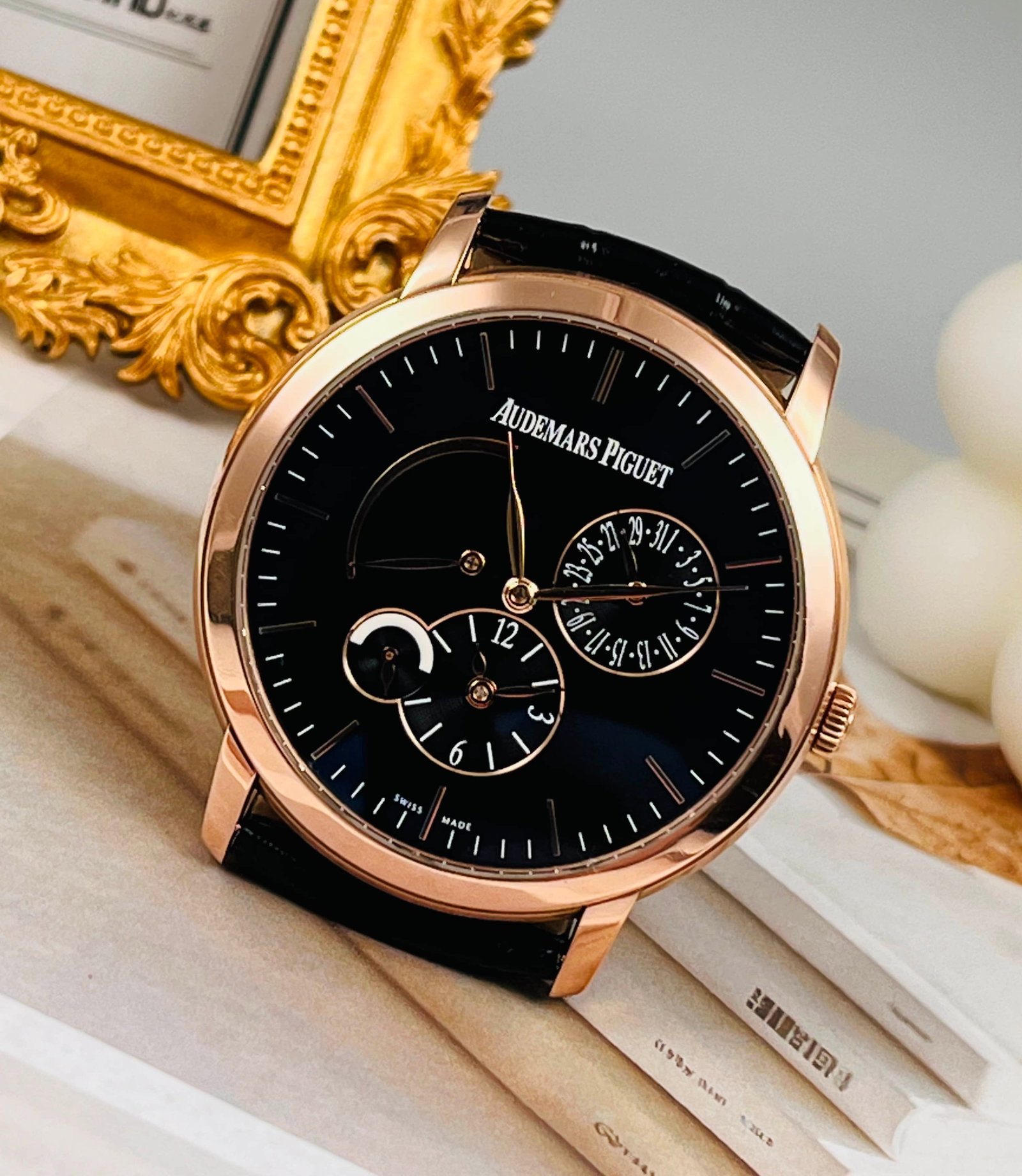 AUDEMARS PIGUET JULES AUDEMARS 18K ROSE-GOLD WRISTWATCH, REF. 26380OR: AUDEMARS PIGUET JULES AUDEMARS 18K ROSE-GOLD WRISTWATCH, REF. 26380OR AUDEMARS PIGUET, Jules Audemars, Ref. 26380OR. An automatic complicated wristwatch with a 41 mm 18K rose-gold case. Featuring a bl