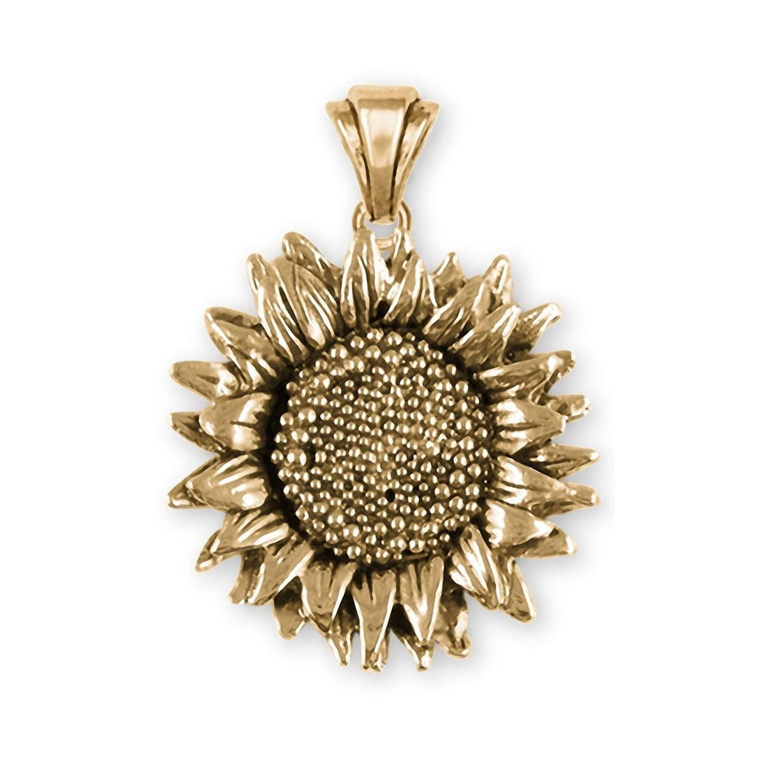 GOLD SUNBURST PENDANT WITH TEXTURED CENTER AND RADIATING FLORAL MOTIF (20TH CENTURY) (1 of 1)