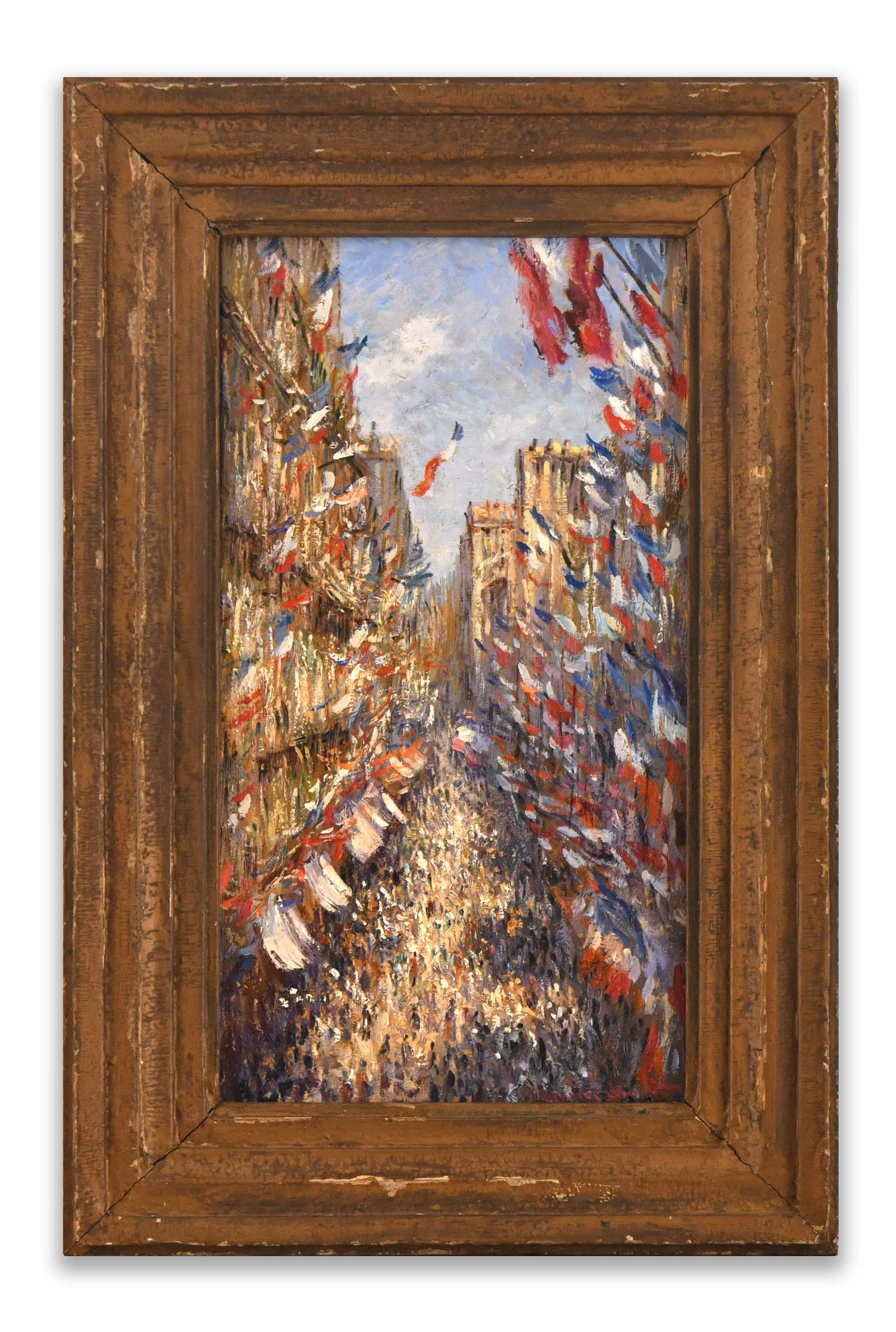 CLAUDE MONET (1840-1926), ATTRIBUTED TO, OIL ON CANVAS: CLAUDE MONET (1840-1926), ATTRIBUTED TO, OIL ON CANVAS Dimensions: Image size: 57.2 x 30.4 cm. All measured values are approximate. Outer frame size: 74.2 x 48.4 cm. All measured values are approximat