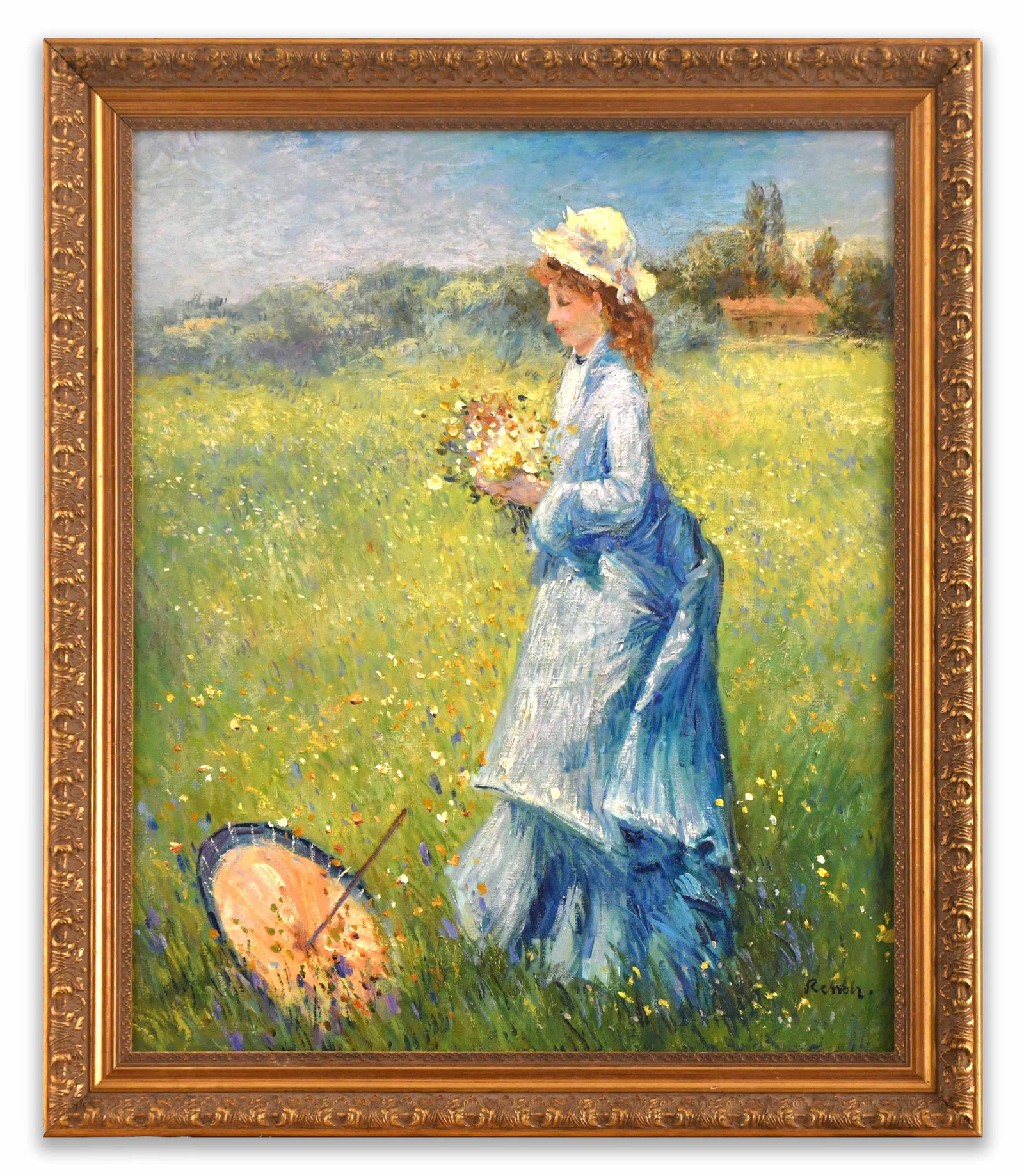 PIERRE-AUGUSTE RENOIR (1841-1919), ATTRIBUTED TO, OIL ON CANVAS: PIERRE-AUGUSTE RENOIR (1841-1919), ATTRIBUTED TO, OIL ON CANVAS Dimensions: Image size: 69.5 x 57 cm. All measured values are approximate. Outer frame size: 81.2 x 69 cm. All measured values are appro