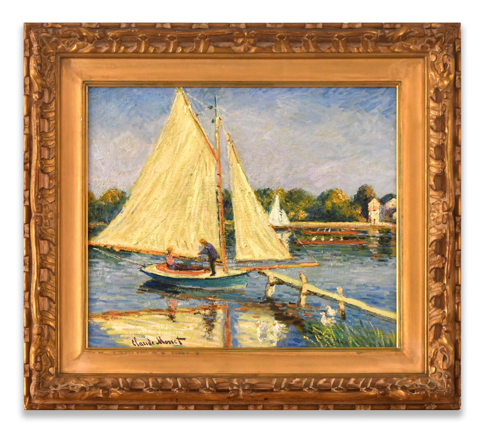 CLAUDE MONET (1840-1926), ATTRIBUTED TO, OIL ON CANVAS: CLAUDE MONET (1840-1926), ATTRIBUTED TO, OIL ON CANVAS Dimensions: Image size: 53 x 65 cm. All measured values are approximate. Outer frame size: 65.5 x 73.2 cm. All measured values are approximate. S