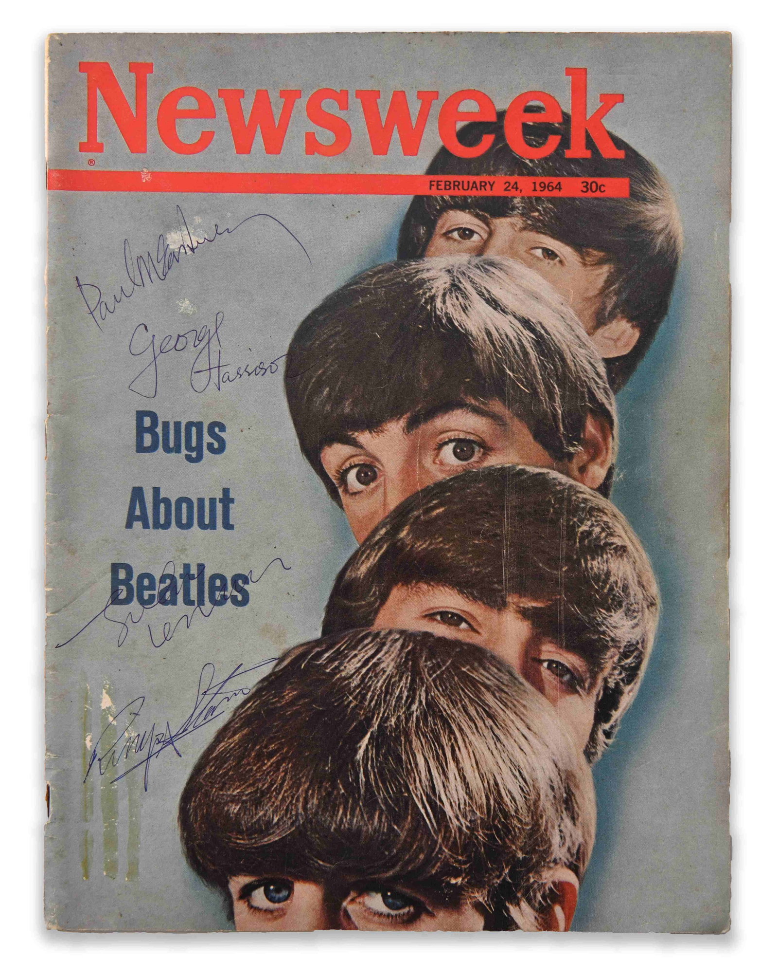 THE BEATLES (1960-1970), NEWSWEEK MAGAZINE FEBRUARY 24, 1964 ISSUE: THE BEATLES (1960-1970), NEWSWEEK MAGAZINE FEBRUARY 24, 1964 ISSUE Signature: John Lennon, Paul McCartney, George Harrison, Ringo Starr Description: A vintage issue of Newsweek Magazine dated February