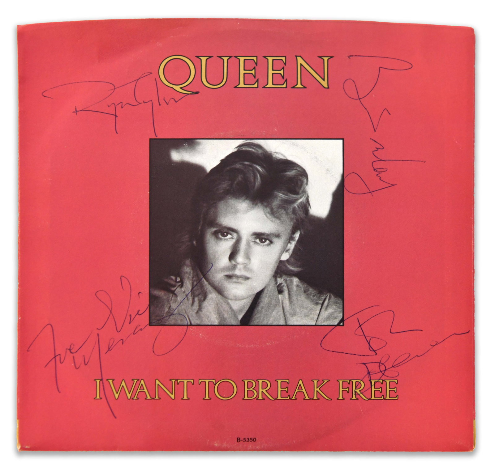 QUEEN, I WANT TO BREAK FREE VINYL RECORD: QUEEN, I WANT TO BREAK FREE VINYL RECORD Signature: Freddie Mercury, Brian May, Roger Taylor, John Deacon Description: A vintage vinyl release of Queen's "I Want to Break Free," one of the band's best