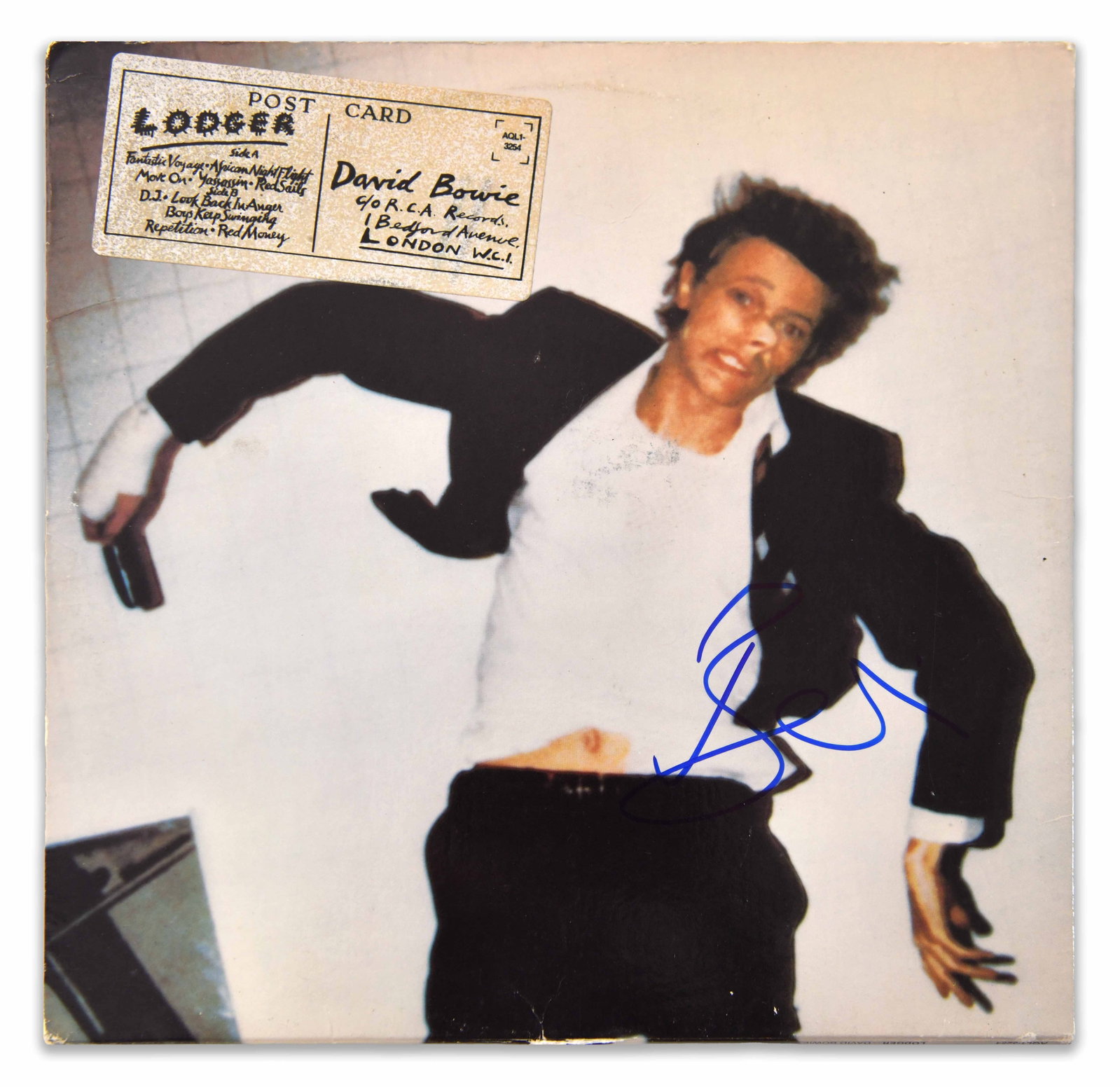 DAVID BOWIE, LODGER VINYL RECORD: DAVID BOWIE, LODGER VINYL RECORD Signature: David Bowie Description: A vintage vinyl edition of Lodger, David Bowie's 1979 studio album and the concluding release in the celebrated sequence commonly k