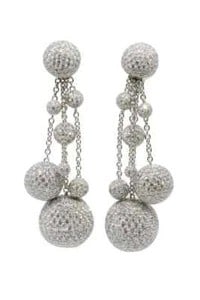 DIAMOND PAVÉ CASCADING TASSEL DROP EARRINGS WITH HERALDIC MOTIF (20TH CENTURY): DIAMOND PAVÉ CASCADING TASSEL DROP EARRINGS WITH HERALDIC MOTIF (20TH CENTURY) Provenance and Authenticity: These exceptional diamond-set earrings showcase a sophisticated interpretation of the