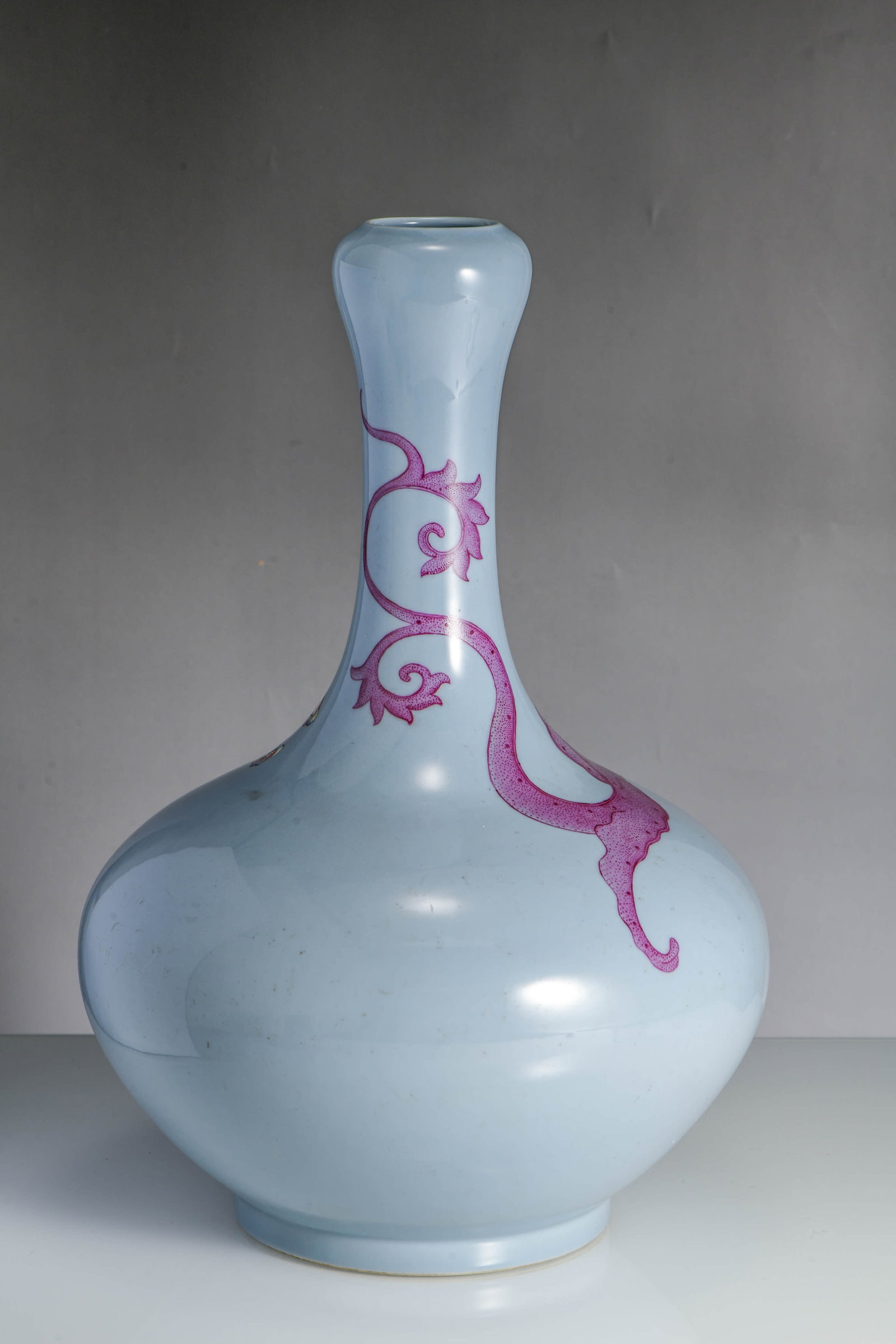 A SKY-BLUE GLAZED WITH RUBY-RED 'DRAGON' VASE - 3