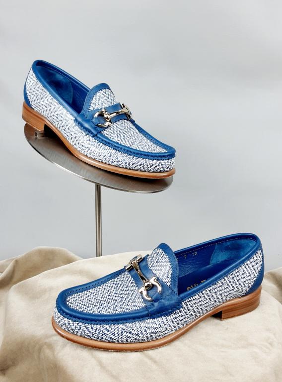 Salvatore Ferragamo Gancini Bit Loafers: These blue leather loafers are size 9.