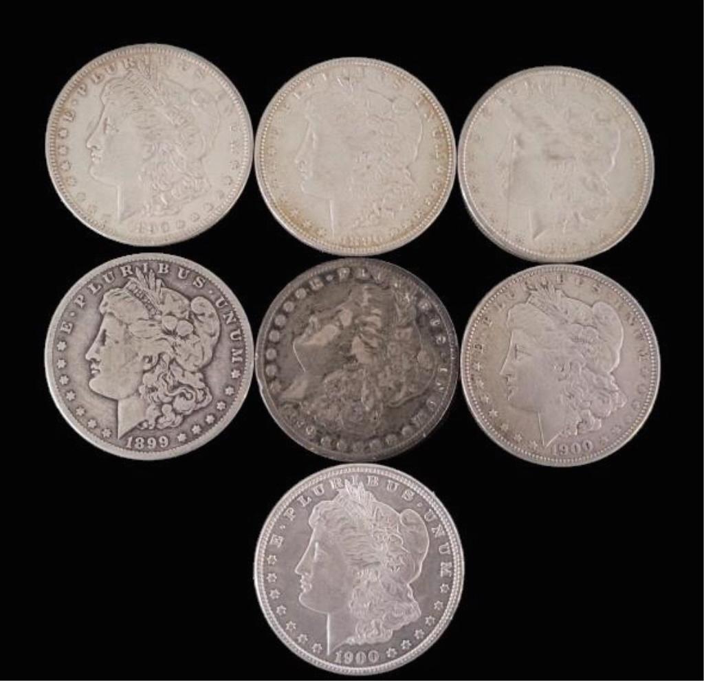 Lot of 7 Morgan Dollars 1890 1896 1897 1899 1900 (1 of 16)