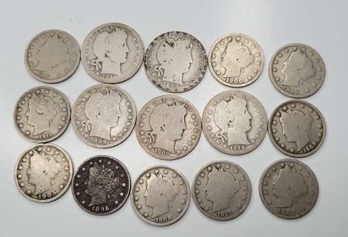 15 Piece Lot Miscellaneous Liberty Head Coins (1 of 6)
