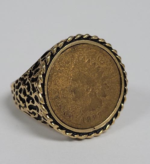 10K HGE Size 10 Coin Ring 13.6 TGW: 10K HGE Size 10 Coin Ring 13.6 TGW