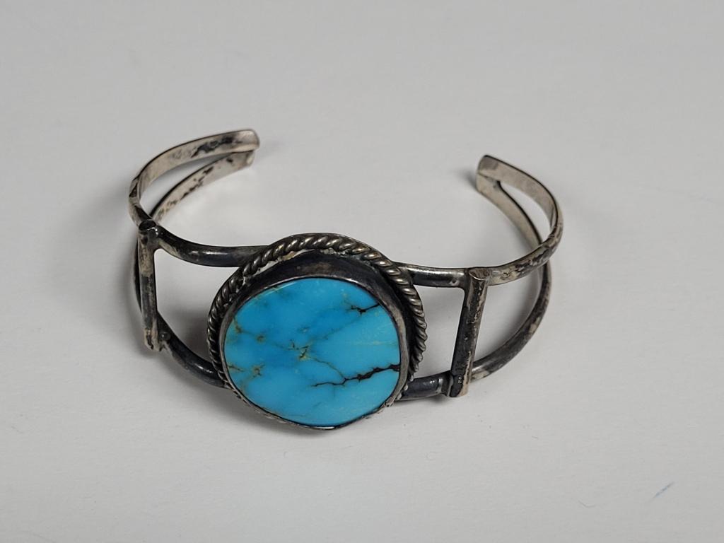 Vintage Native American Turquoise and .925 Cuff (1 of 4)