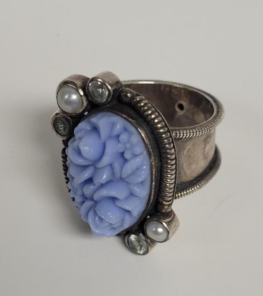 .925 Carved Floral Ring 11.0 TGW Size 7 (1 of 5)