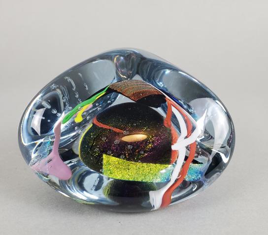 Signed Carlson Studio Art Glass Dichroic Sculpture Large and very interesting. Triangle shaped hand (1 of 6)