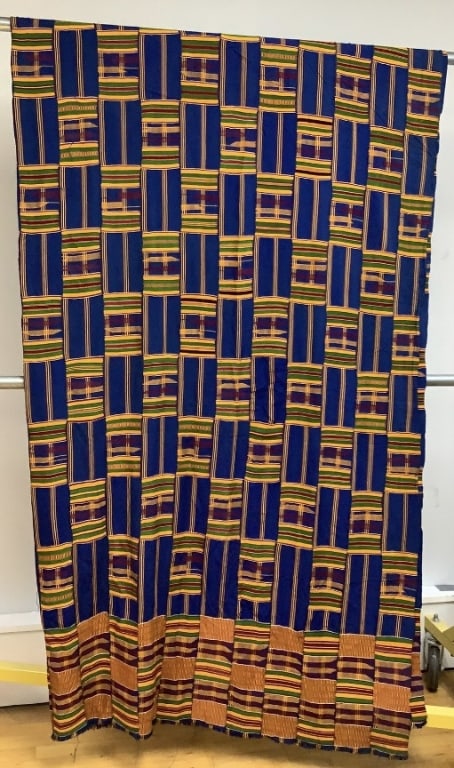 Handmade African Kente Cloth Quilt Top Origin: Private estate Material: Cloth, cotton cotton/silk (1 of 10)