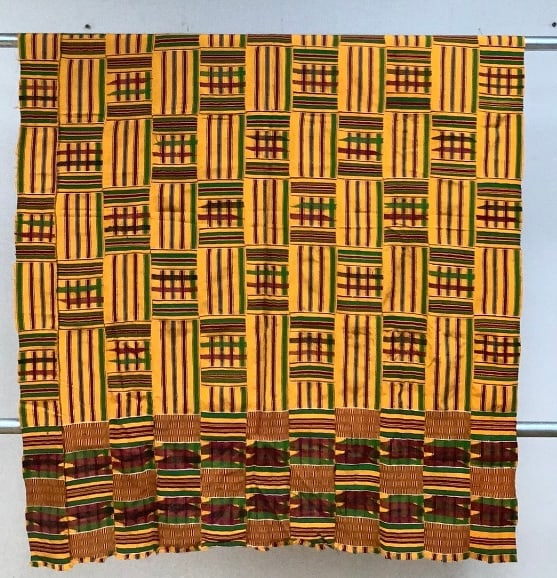 African Kente Cloth Handmade Quilt top Origin: Private Estate Material: Cloth, cotton cotton/silk (1 of 8)