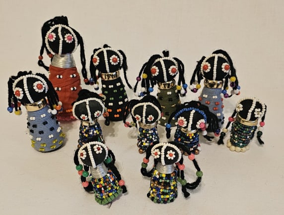 Small Beaded African Ndebele Dolls 1 Origin: Private Estate Material: Beaded Measures: Assorted (1 of 5)
